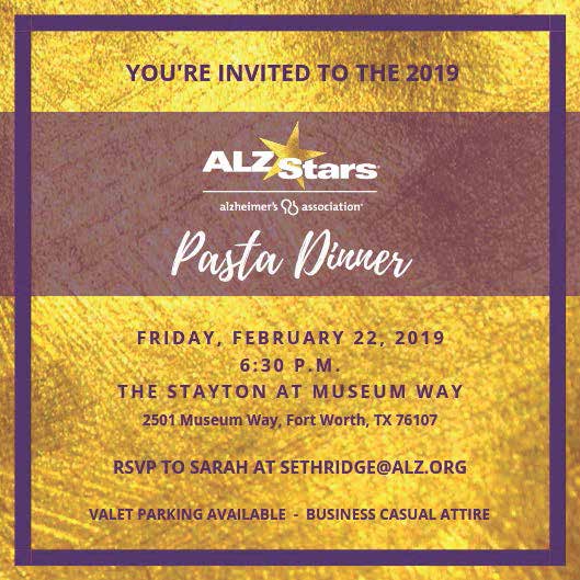 ALZ Stars Pasta Dinner Invitation