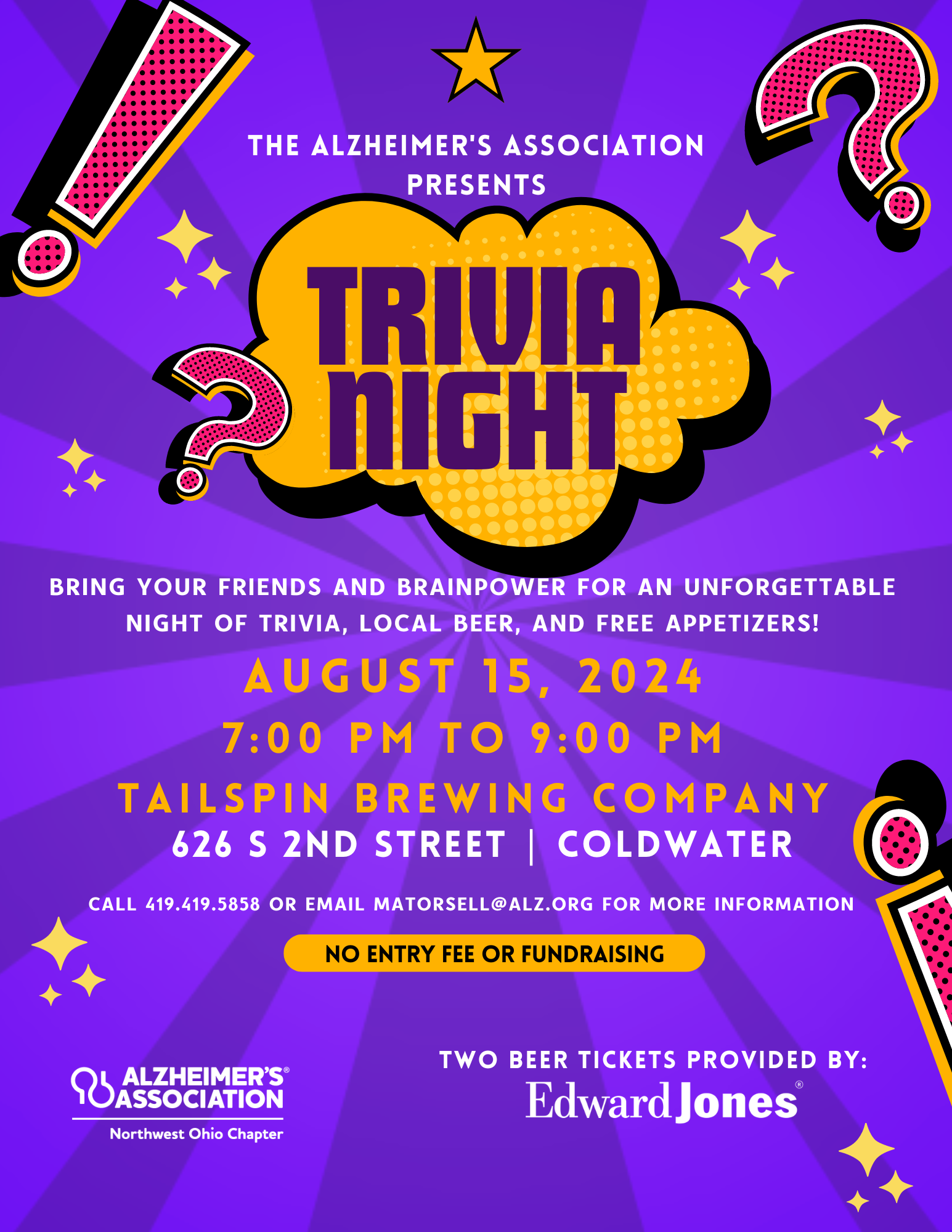 Grand Lake Trivia Night Aug 15 Tailspin Coldwater