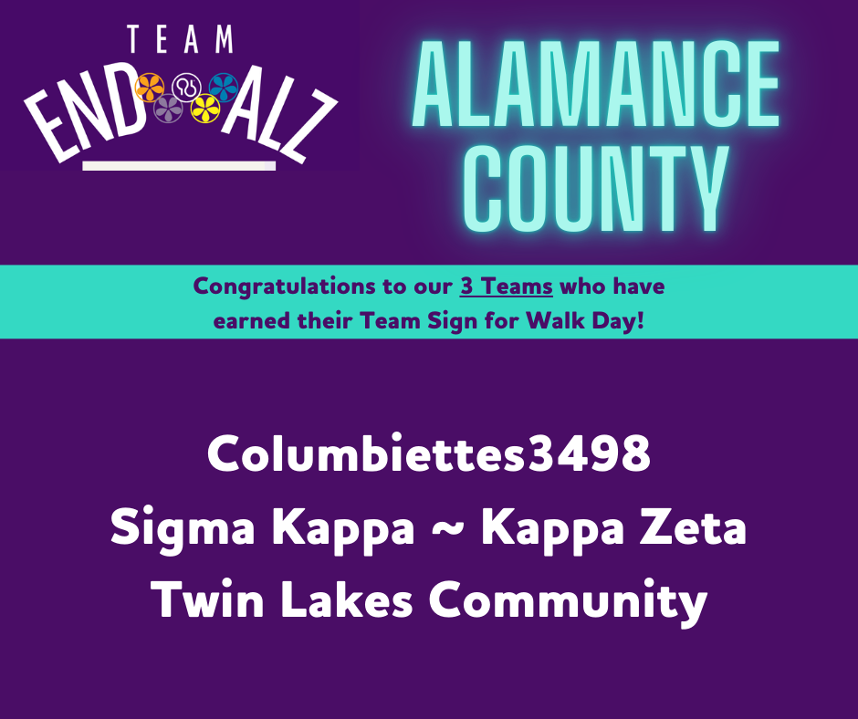 Alamance Team ALZ Olympic Challenge Sign Earners 2024