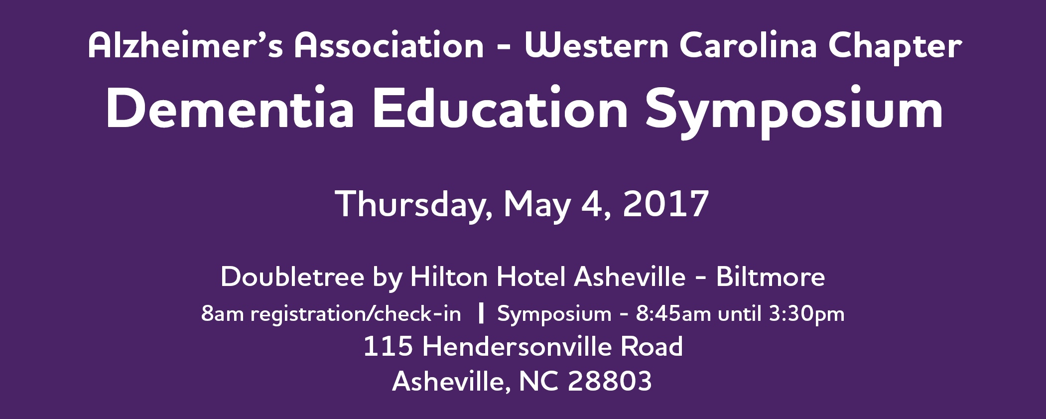Dementia Education Symposium Banner 2. Asheville 2017