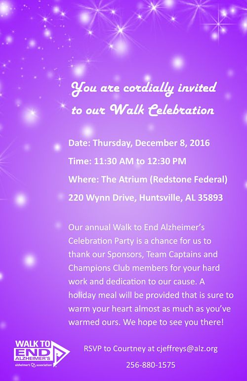 North Alabama Invite for Walk Celebration