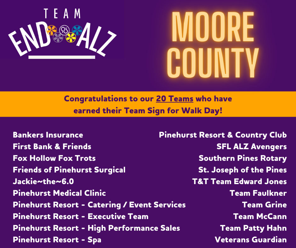 Moore Team ALZ Olympic Challenge Sign Earners 2024