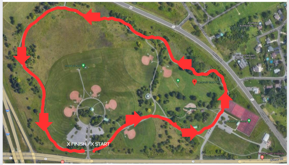 Niagara County Route Map WTEA Reservoir State Park 2023.png