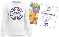 High performance t-shirt, certificate and medal for Grand Champions Club