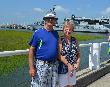Ann & Joe in front of his ship, U.S.S. Laffey, DD724