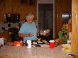Grandma fixing pancakes for the crowd