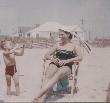 Ella at the shore with little Jimmy - 1954