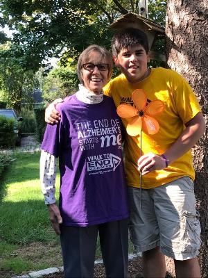 My grandmother, who has dementia, with me after last year's walk.