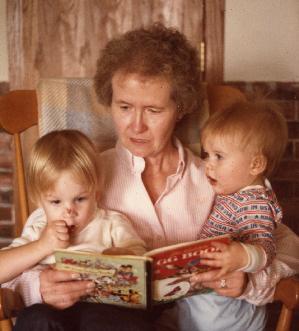 One of the last times Mom was able to read to her grandsons...
