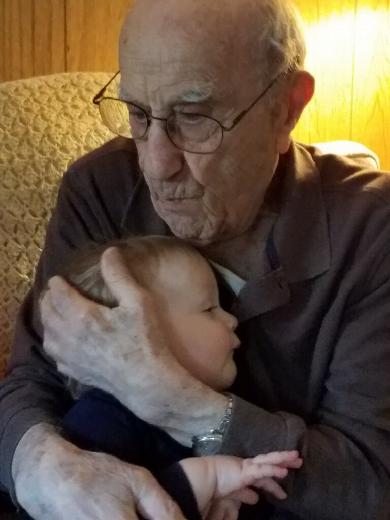 Dad loving his great-grandson Daniel. Such a special bond.