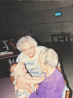 I'm the infant here, visiting my Great-Great Granny Stroud in Alabama. She was living with dementia then, and her daughter, my [Great] Granny, who is standing beside us, would eventually develop Mild Cognitive Impairment [MCI] at the end of her life. I had the privilege of being one of her caregivers right after college.